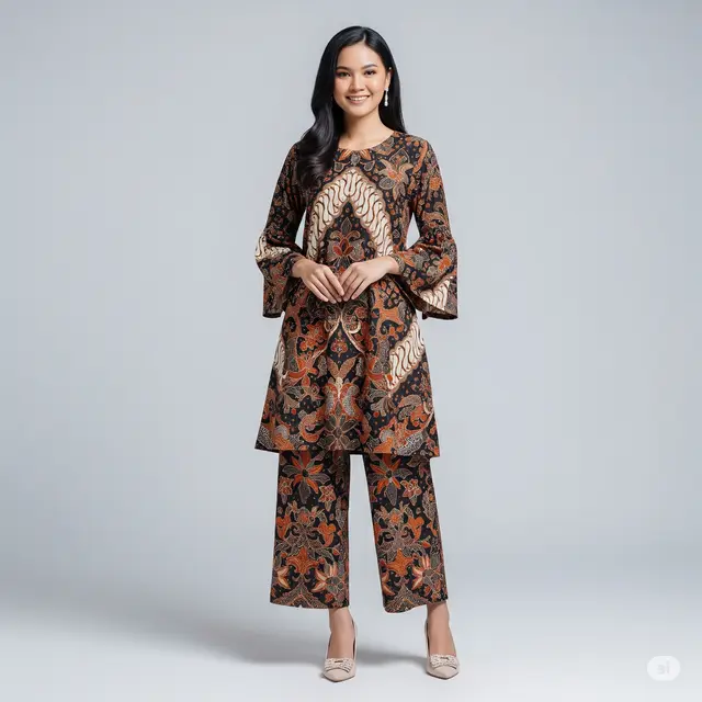 9 Mix and Match Batik Lengan Besar dan Celana Kulot yang Elegan dan Stylish