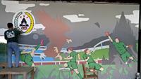 Karya seni mural yang digoreskan anggota Slemania di salah satu sudut bangunan Omah PSS. (Dok PSS Sleman)