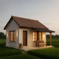 Gambar Rumah Bagus Sederhana tapi Terkesan Mewah di Pinggir Sawah (Image by ChatGPT)