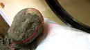 Sebuah fosil diteliti dengan alat seperti CT scan untuk mengetahui identitas fosil tersebut, Napoli, Italia, Selasa (13/10/2015). Saat ini kota Pompeii merupakan salah satu dari Situs Warisan Dunia UNESCO. (REUTERS/Alessandro Bianchi)