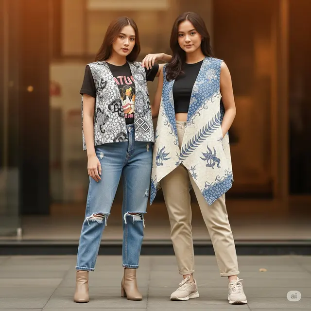 Vest Batik Wanita Kontemporer Pilihan Anak Muda 2025. Foto: Gemini