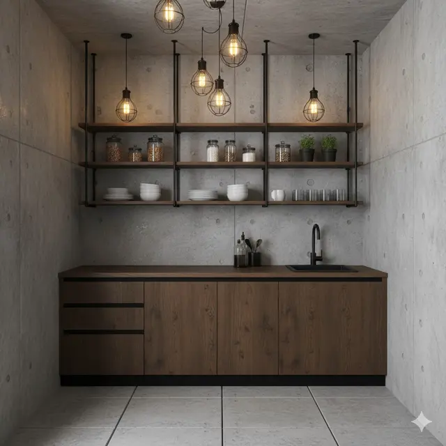 Inspirasi Dapur Industrial Hemat Biaya di Rumah Kecil. Gemini