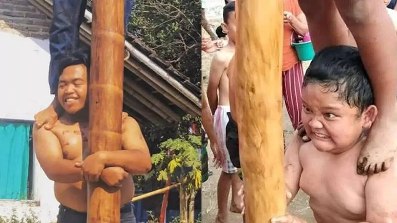 10 Potret Ekspresi Orang Ikut Lomba Panjat Pinang Ini Bikin Ngakak