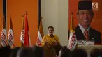 Ketua Umum Partai Hanura Marsekal Madya TNI (Purn) Daryatmo memberikan sambutan saat pembukaan Rapimnas 1 tahun 2018 Partai Hanura di DPP Hanura, Jakarta, Kamis (5/4). (Merdeka.com/Imam Buhori)