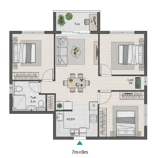 Layout dengan Ruang Kerja