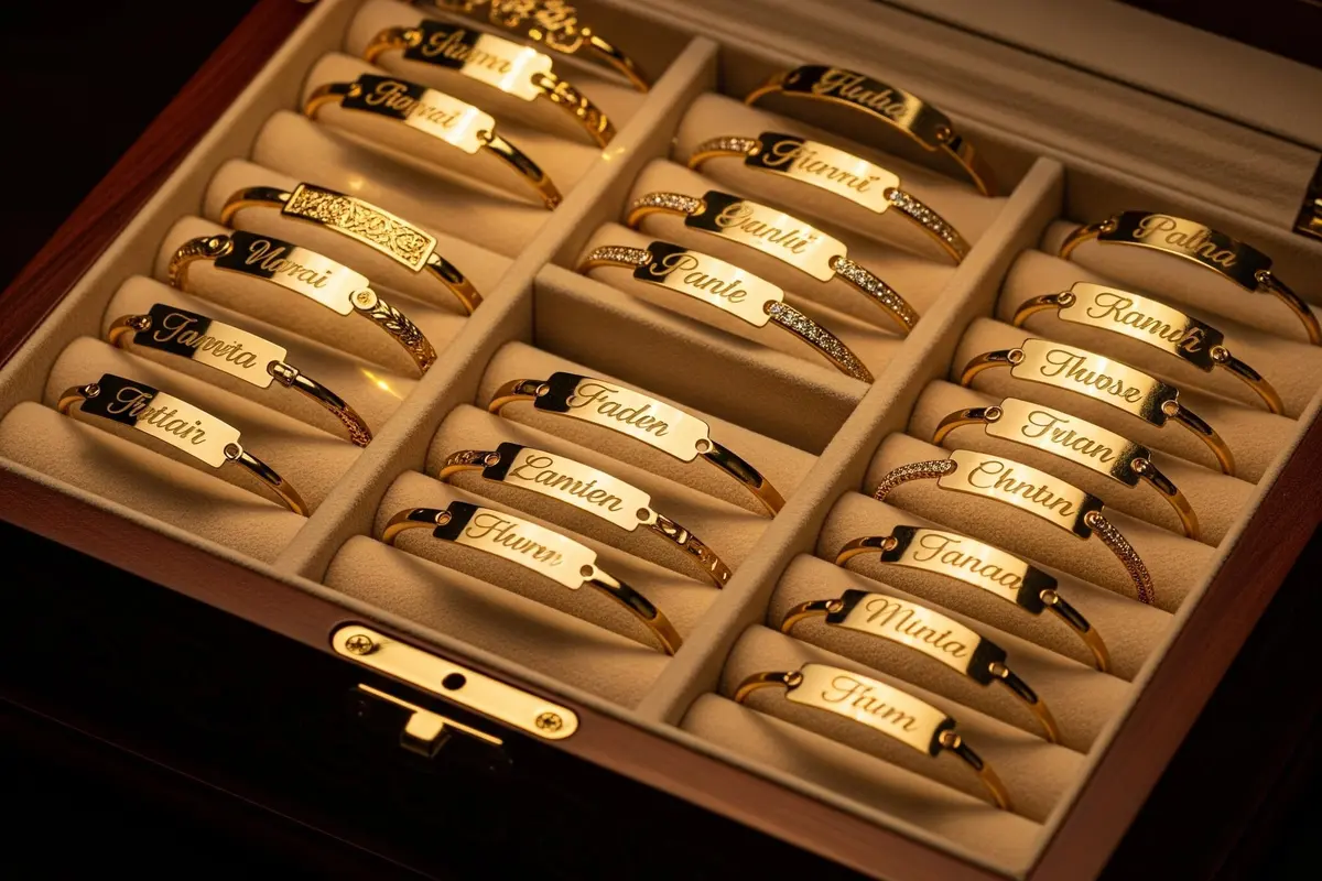 Model Gelang Nama Emas