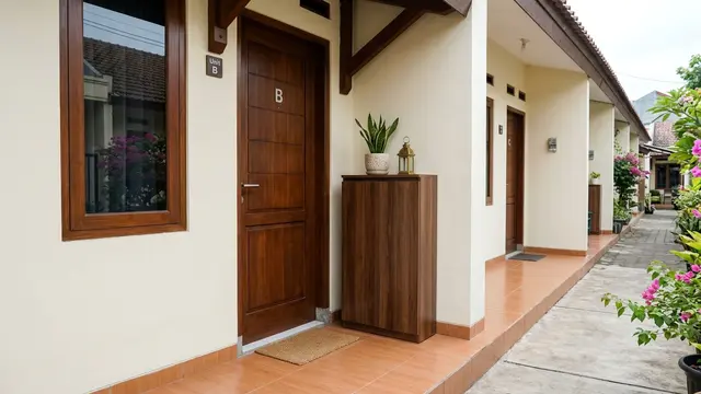 7 Desain Teras Rumah Kontrakan Petak yang Rapi dan Tidak Sempit (AI Generated)