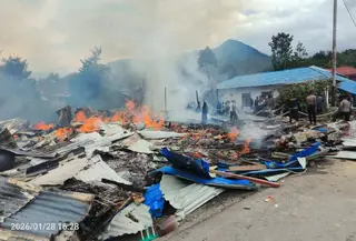 Kebakaran di Papua Pegunungan. (Antara)