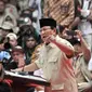 Capres nomor urut 02 Prabowo Subianto memberi sambutan dalam Pembekalan Relawan Prabowo-Sandiaga di Istora Senayan, Jakarta, Kamis (22/11). Para relawan juga dibekali bagaimana agar tampil menjadi pelopor kampanye damai. (Merdeka.com/Iqbal Nugroho)