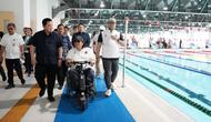 Menteri Pemuda dan Olahraga, Erick Thohir, saat meninjau persiapan para atlet menuju Asian Para Games 2025 yang berlatih di Pusat Pelatihan Paralimpiade Indonesia (PPPI), Delingan, Karanganyar, Sabtu (14/2/2026) siang WIB. (dok. Kemenpora)