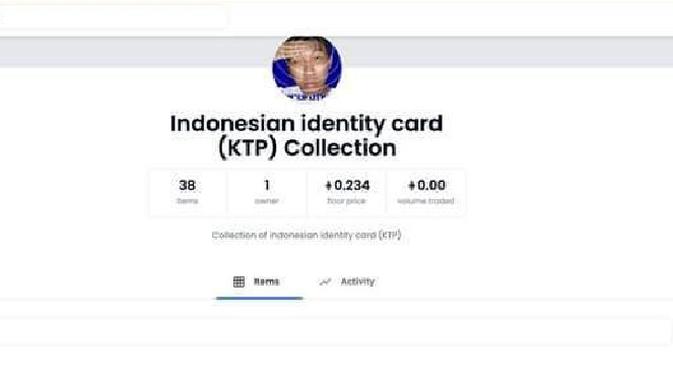 Akun penjual NFT selfie KTP di OpenSea. Dok: Tangkapan layar di opensea.io