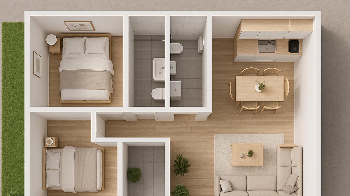 5 Gambar Desain Rumah Tipe 45 dengan 2 Kamar Tidur Modern, Interior Jadi Estetik dan Efisien