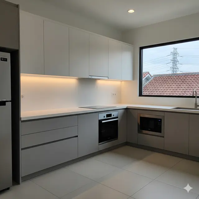Dapur Rumah Minimalis Murah dengan Meja Keramik
