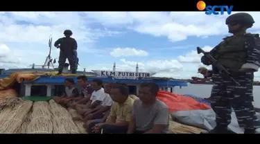 Rotan dibawa menggunakan kapal KLM Putri Setia ini disergap oleh TNI AL menggunakan kapal perang KRI Sembilang.