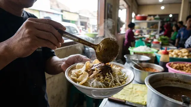 Ilustrasi Resep Soto Kering/Gemini AI