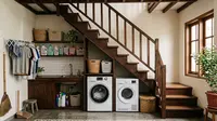 6 Ide Ruang Cuci di Bawah Tangga untuk Rumah Dua Lantai yang Rapi dan Praktis