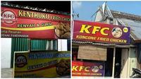 Plesetan 'Kentucky' di Spanduk Ayam Goreng Ini Kocak. (Sumber: Instagram/sukijan.id dan Twitter/@nocontextwarung))