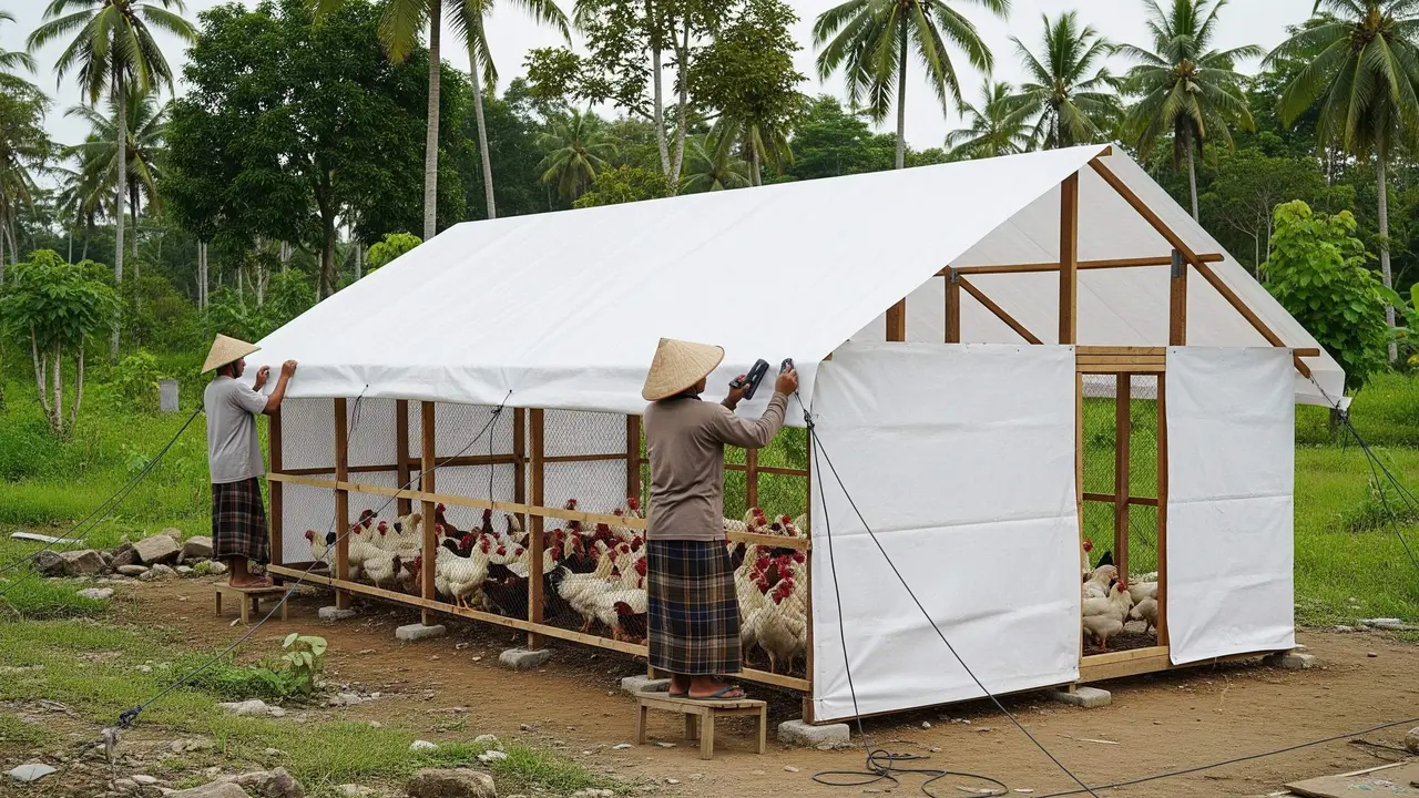 Cara Membuat Kandang Ayam Murah dari Terpal