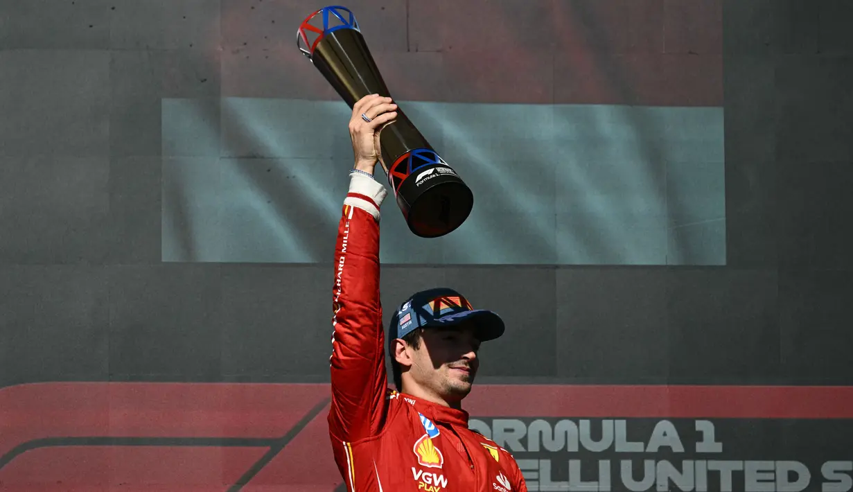 Charles Leclerc finis dengan catatan waktu 1:35:09,639 detik. (Patrick T. Fallon/AFP)