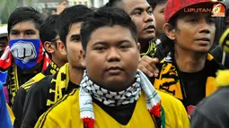 Suporter Laga Pertandingan Piala AFF Suzuki 2012 antara Malaysia vs Indonesia di Stadion Bukit Jalil, Kuala Lumpur, Malaysia, pada 1 November 2012.