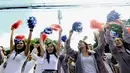 Dengan bergaya ala cheerleaders mereka bergabung bersama aliansi pendukung Jokowi Lainnya (Liputan6.com/Faizal Fanani)