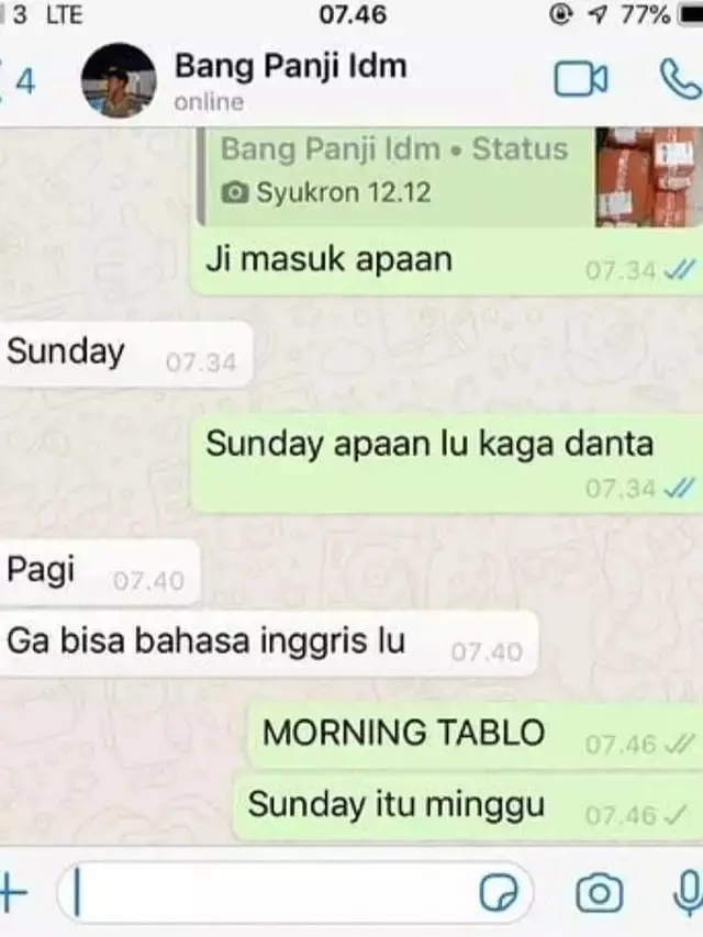 6 Chat Bahasa Inggris Setengah Kalimat Ini Kocak, Bikin Ngakak ketika Dibaca