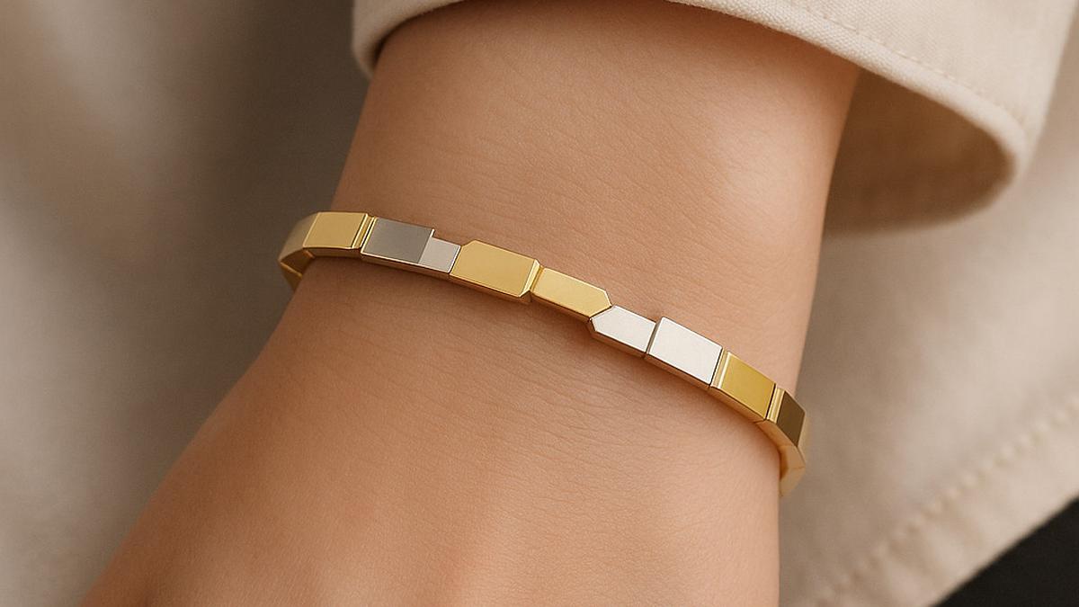 8 Model Gelang Emas Bangle Geometris Modular (Dual-Tone) 5 Gram 18 Karat