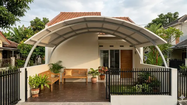 Model Kanopi Teras Minimalis Anti Panas untuk Rumah Hadap Barat. Gemini