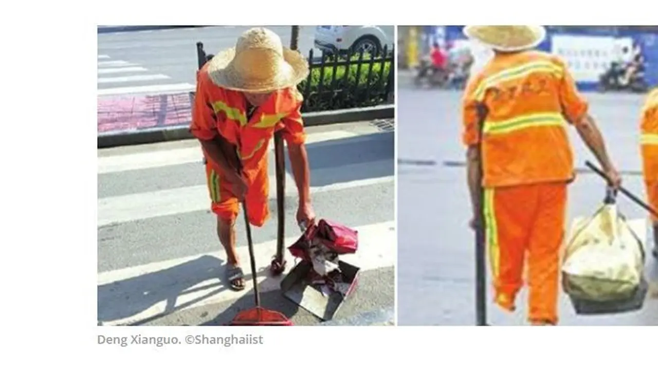 Kakek bernama Deng Xianguo ini merupakan disabilitas lantaran hanya memiliki satu kaki. Namun, ia tak pantang menyerah