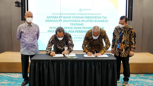 PT Bank Syariah Indonesia Tbk (BSI) tandatangani nota kesepahaman dengan anak usaha Jasa Marga yaitu PT Jasa Marga Related Business. (Photo credit: PT Bank Syariah Indonesia Tbk (BSI)