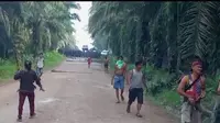 Tangkapan dari salah satu video yang memperlihatkan situasi di PT Bangun Jaya Alam Permai di Kabupaten Seruya.