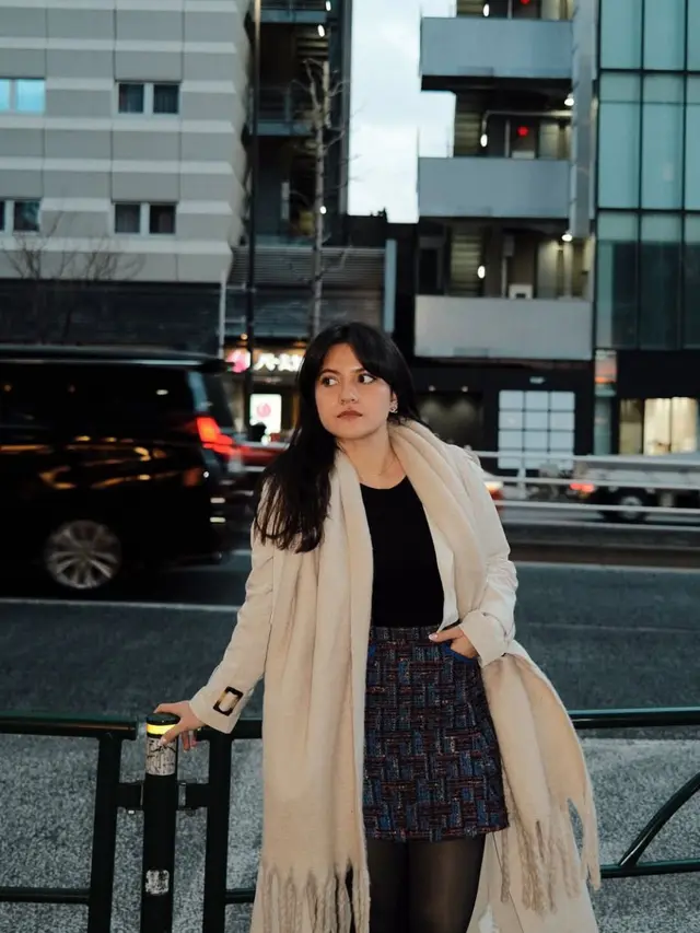 Marsha Aruan tampil elegan di Jepang. (credit:instagram.com/aruanmarsha)