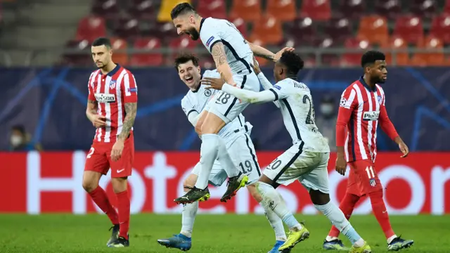 FOTO: Gol Cantik Olivier Giroud Bawa Chelsea Tumbangkan Atletico Madrid