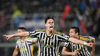 Pemain Juventus, Kenan Yildiz mencetak gol penyama kedudukan ketika tim bermain imbang 3-3 melawan Bologna di Liga Italia 2023/2024. (X/Juventus)