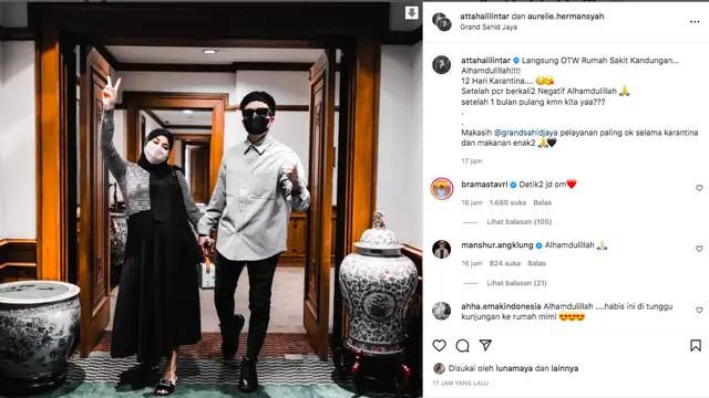 Atta Halilintar dan Aurel Hermansyah Langsung Kunjungi Dokter Kandungan Usai Keluar Karantina. (instagram.com/attahalilintar)