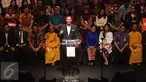 Cagub DKI, Agus Yudhoyono menyampaikan pidato politik di Ballroom Djakarta Theater, Jakarta, Minggu (30/10). Agus menjanjikan perubahan Ibu Kota Jakarta bila terpilih menjadi gubernur. (Liputan6.com/Gempur M Surya)