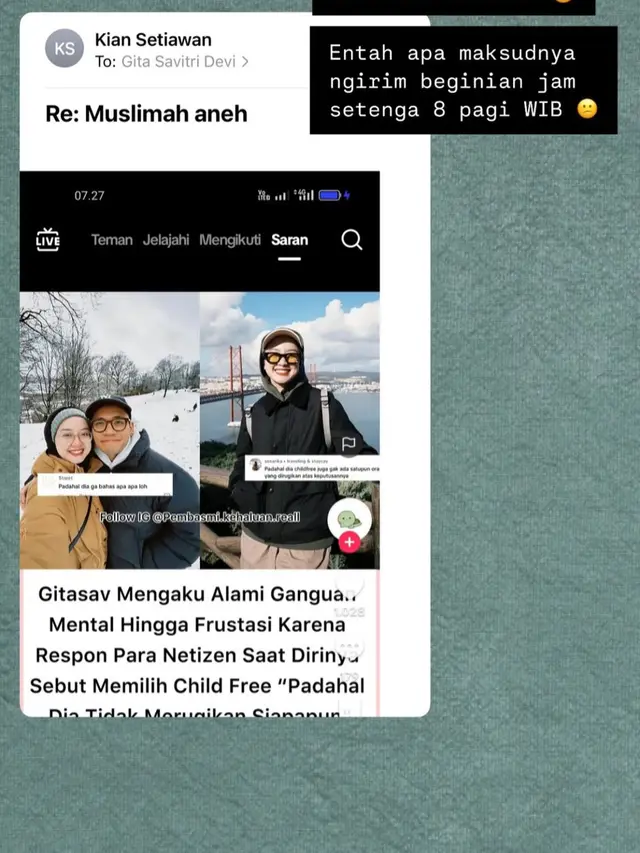 Gitasav diserang karena childfree. (credit:instagram.com/gitasav)