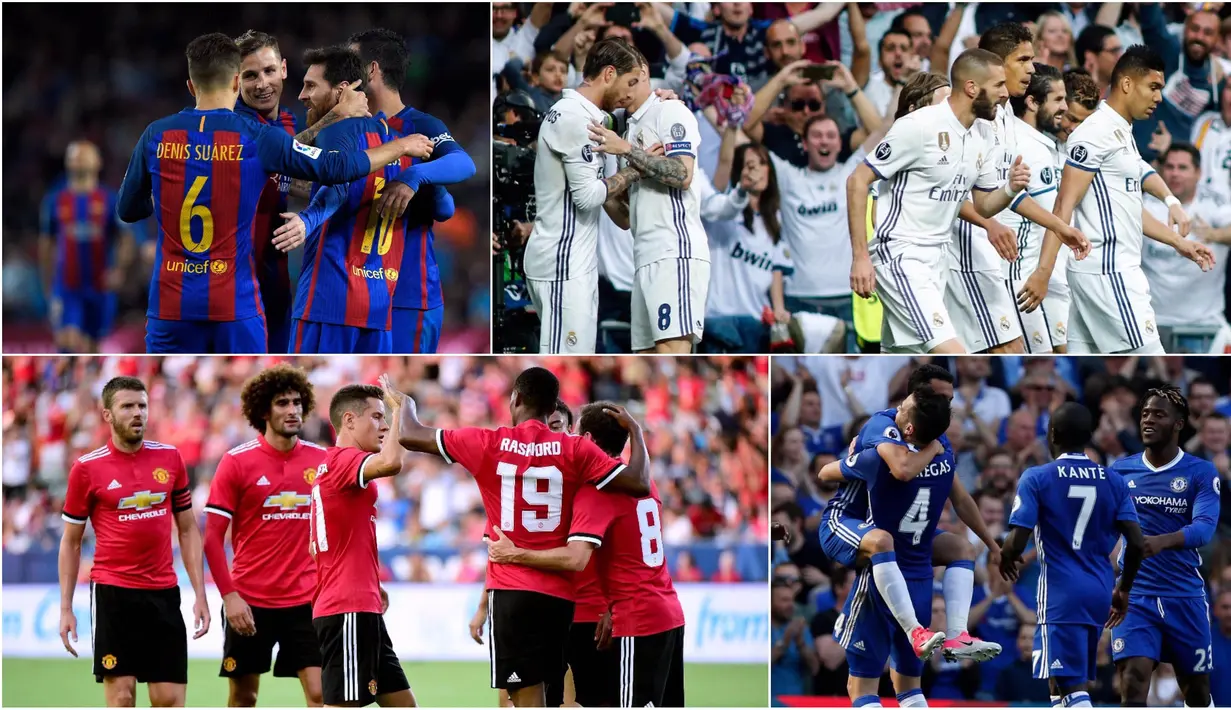 Berikut ini Barcelona dan lima klub dengan pengikut terbanyak di berbagai platform media sosial. (Kolase foto-foto dari AFP)