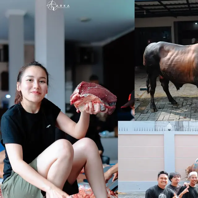 Potret Ayu Ting Ting Ikut Potong Daging Kurban/Instagram Ayu Ting Ting