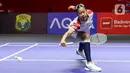 Di set pertama, Putri Kusuma Wardani kalah 16-21. (Liputan6.com/Herman Zakharia)