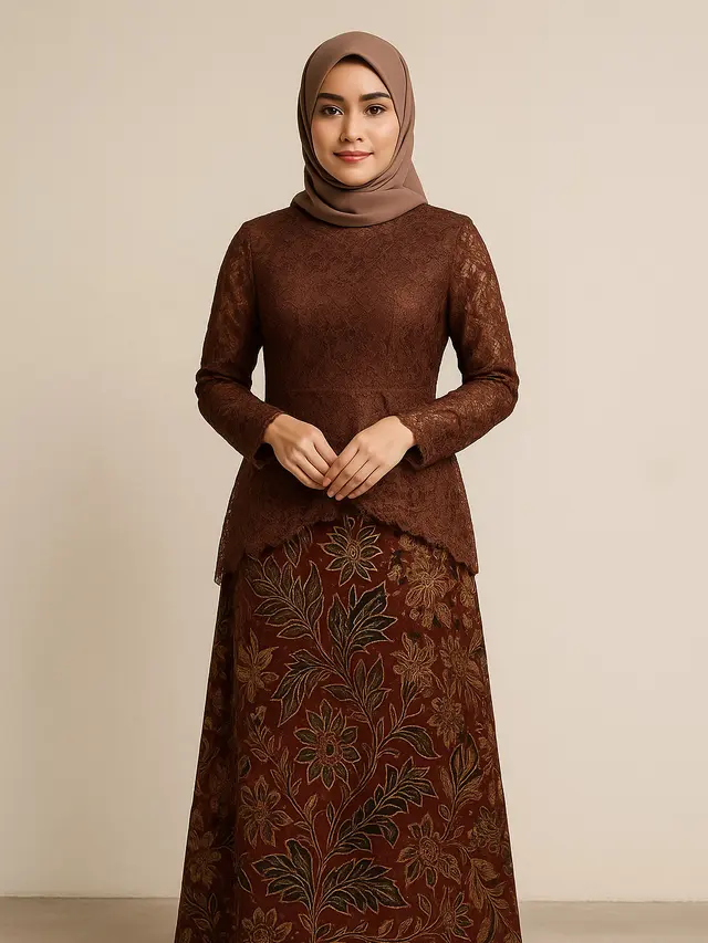 Gamis Brokat Setengah Badan yang Sedang Tren di 2025 (Foto: ChatGPT)