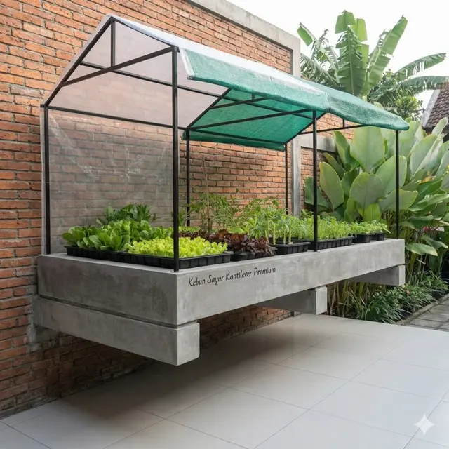 Desain Kebun Sayur di Meja Semen Cor Anti Roboh