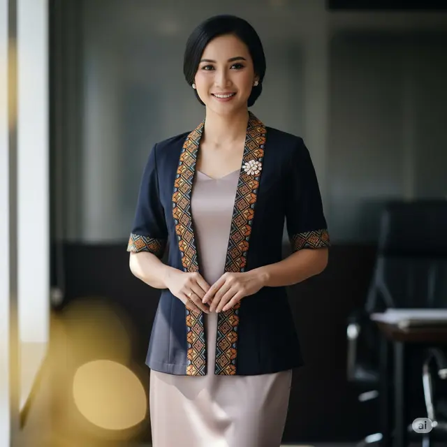 Model Baju Tenun Kantor Wanita. Foto: Gemini