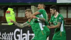 Irlandia berhasil mengalahkan tuan rumah Austria, 1-0, dalam laga Grup D Kualifikasi Piala Dunia 2018 di Stadion Ernst Happel, Wina, Minggu (13/11/2016) dini hari WIB. James McClean (kiri) mencetak gol kemenangan Irlandia. (Bola.com/Reza Khomaini)