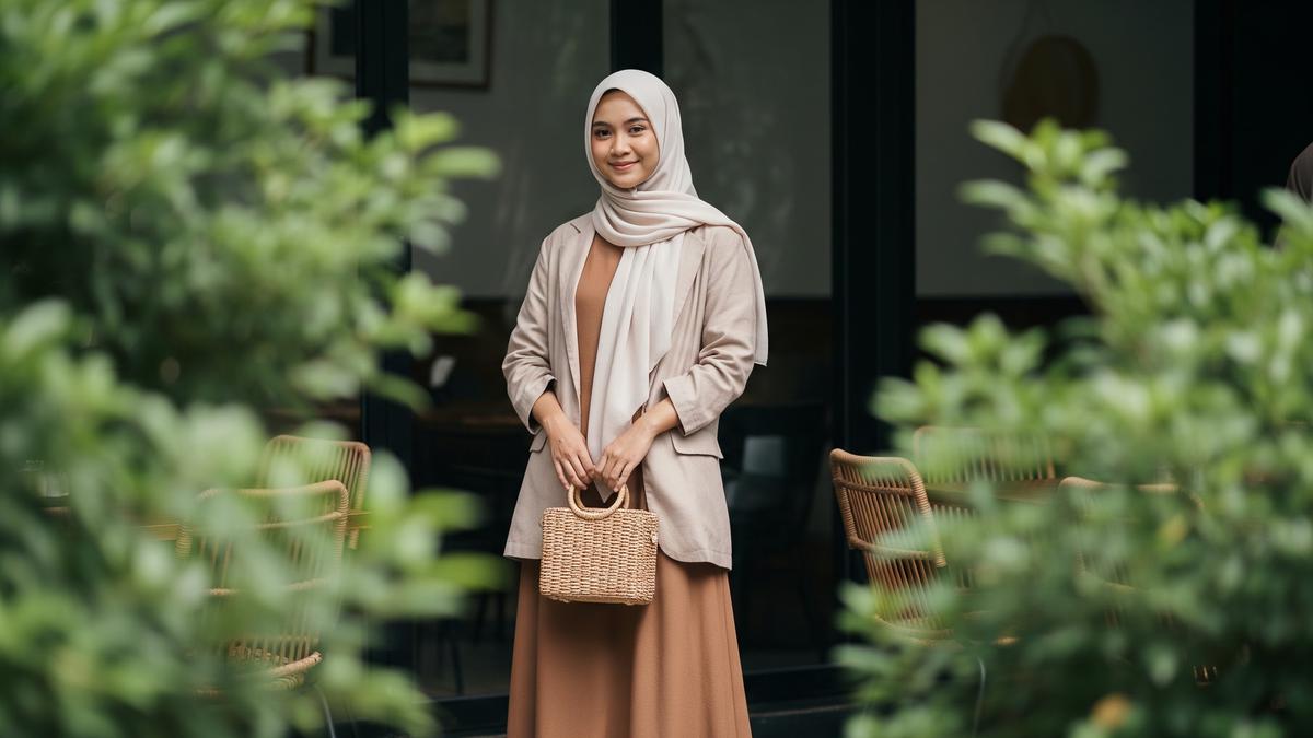9 Model Gamis Polos Cutting A-Line dengan Blazer Loose Fit yang Tren di 2026, Tetap Stylish