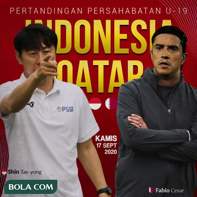 Timnas Indonesia - Timnas Indonesia U-19 Vs Qatar U-19 - Head to Head Pelatih: Shin Tae-yong Vs Fabio Cesar