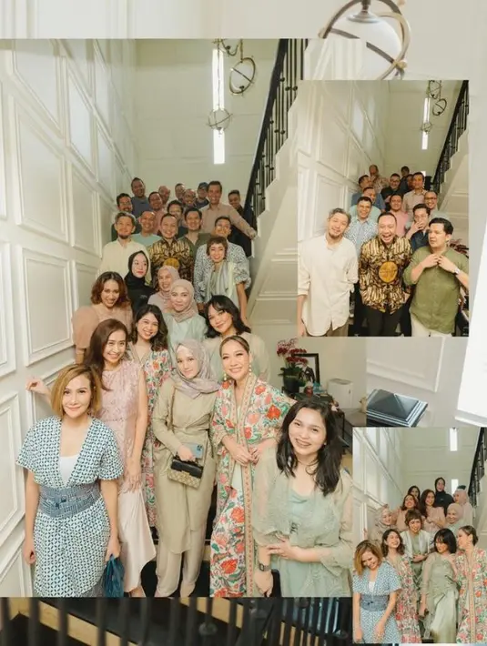 Busana rilisan Ghea Fashion Studio itu tampak dipenuhi motif floral nuansa peach dan dedaunan hijau sage.  [Foto: IG/bclsinclair].