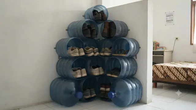 Ide Kotak Sepatu dari Galon Bekas yang Estetik dan Hemat Ruang Ala Anak Kos Model Sudut Ruangan