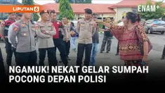 Aparat kepolisian dikagetkan upaya seorang wanita yang ingin gelar sumpah pocong di halaman Mapolres Sikka, Nusa Tenggara Timur, Selasa (13/1).
