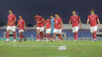 Para pemain Timnas Indonesia U-22 saat melawan Myanmar pada pertandingan SEA Games 2025 di 700th Anniversary Stadium, Chiang Mai, Jumat (12/12/2025). (Bola.com/Bagaskara Lazuardi)